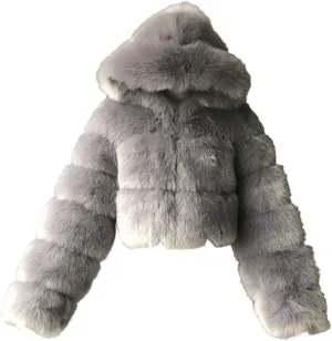 LCMTWX Fleece Cropped Jacket Faux Fur Women Long Jacket Faux Sleeve Short Warm Women's Warm Outerwear Fall Winter Fuzzy