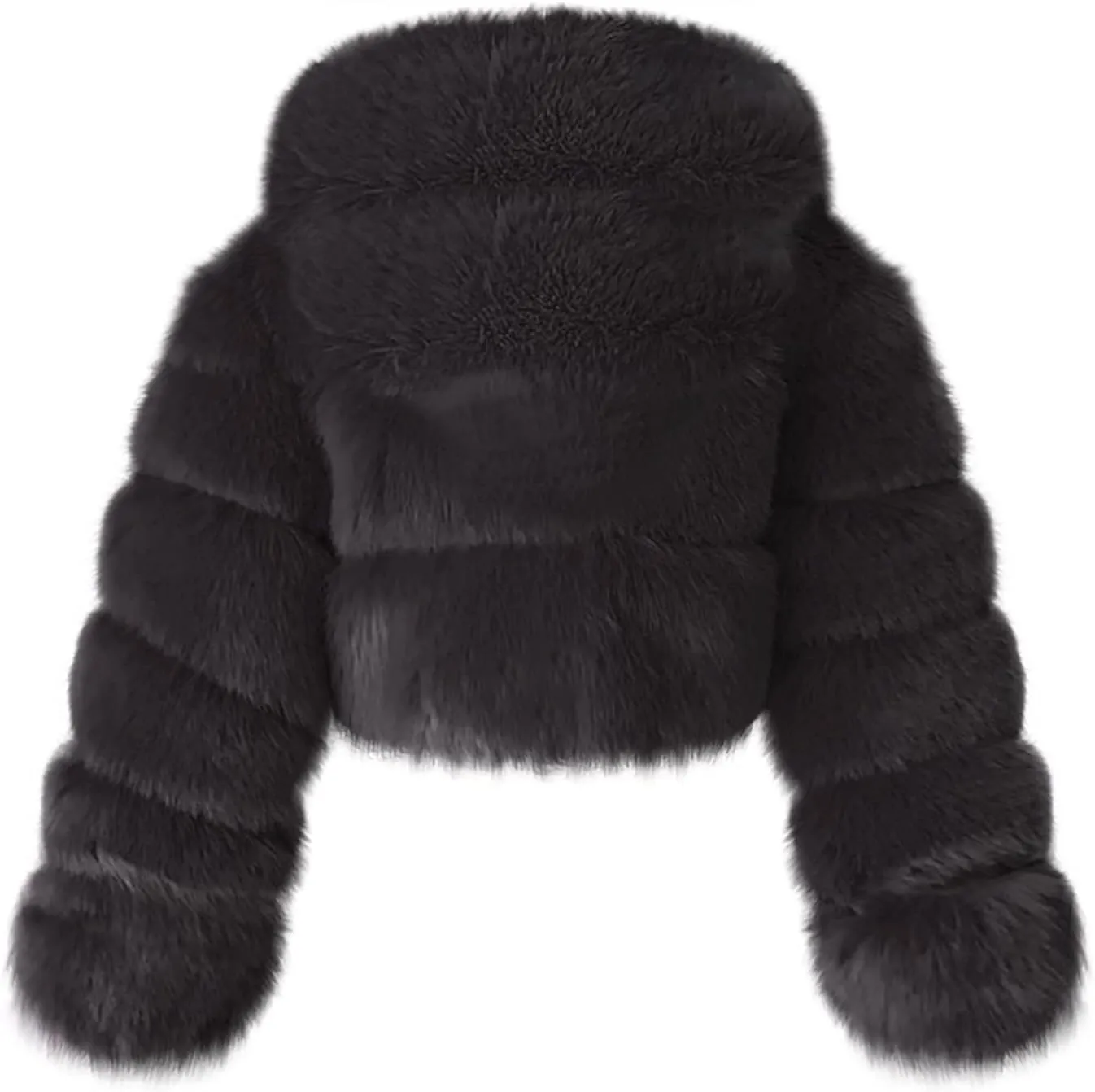 LCMTWX Fleece Cropped Jacket Faux Fur Women Long Jacket Faux Sleeve Short Warm Women's Warm Outerwear Fall Winter Fuzzy
