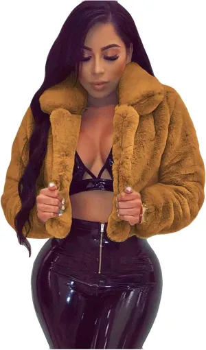 LCMTWX Womens Winter Outerwear Faux Fur Long Jacket Faux Sleeve Short Warm Women's Coat Long Sleeve Pockets Shaggy Purple