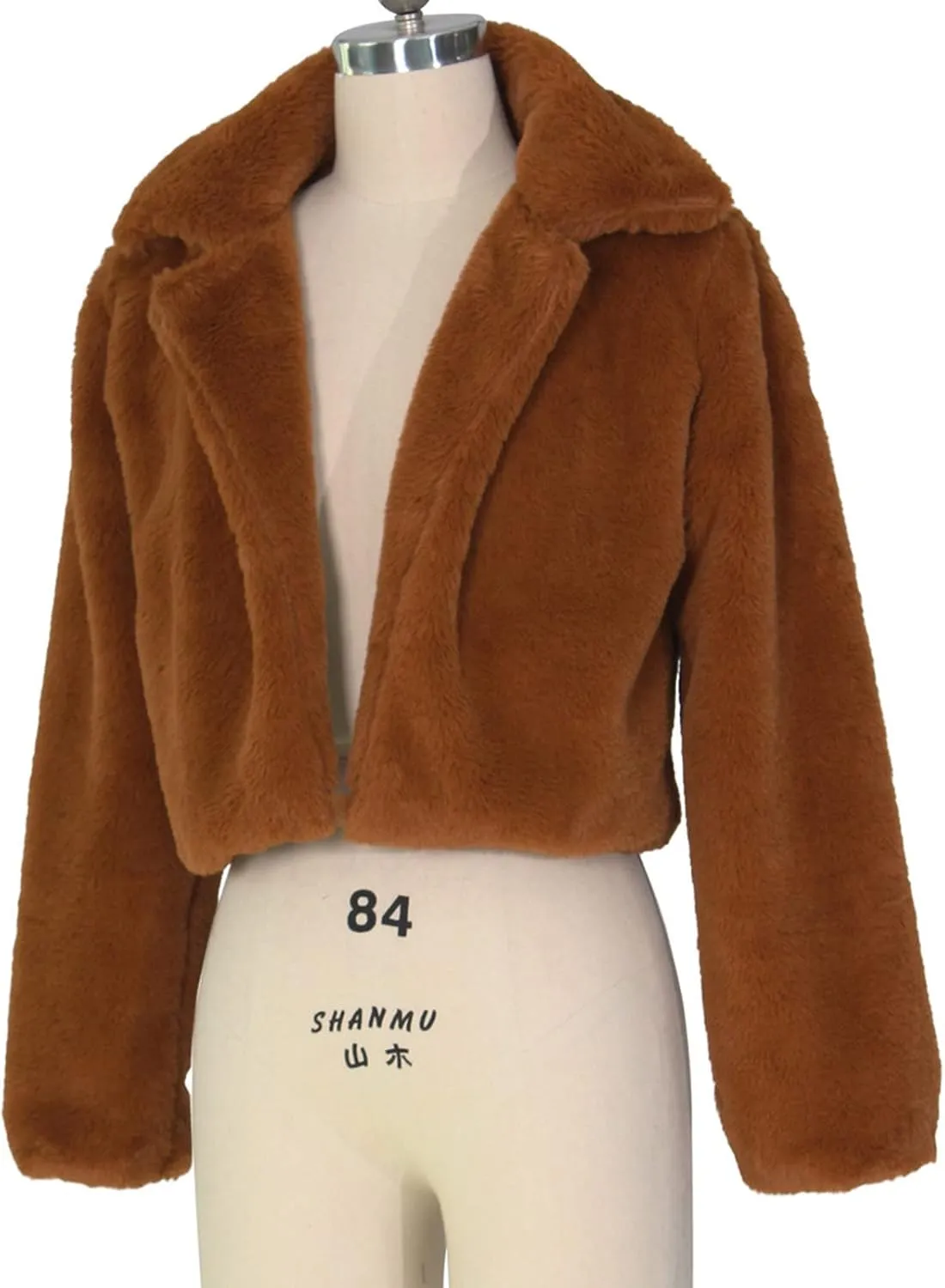 LCMTWX Womens Winter Outerwear Faux Fur Long Jacket Faux Sleeve Short Warm Women's Coat Long Sleeve Pockets Shaggy Purple