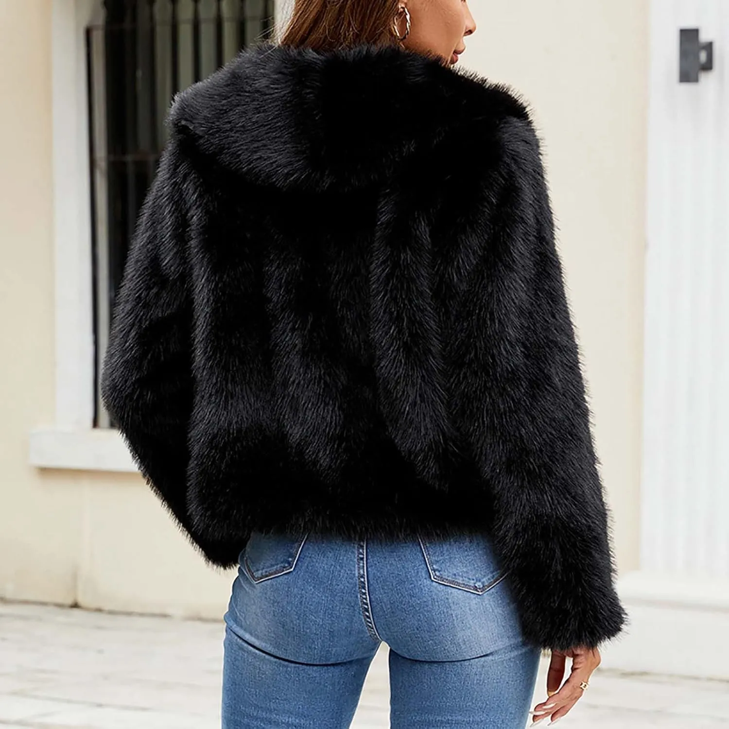 Leopard Print Jacket for Women Winter Faux Fur Coat Zip Up Fuzzy Jacket Fleece Hoodie Coat Plus Size Warm Coat