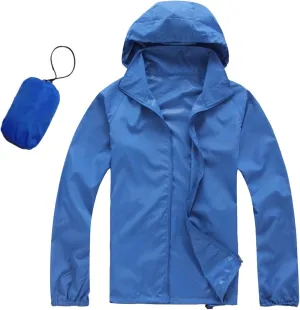Lightweight Zip Up Raincoats for Men Waterproof Outdoor Thin Hooded Jackets Long Sleeve Solid Quick Drying Active Hoodies Jackets,Bu1,M