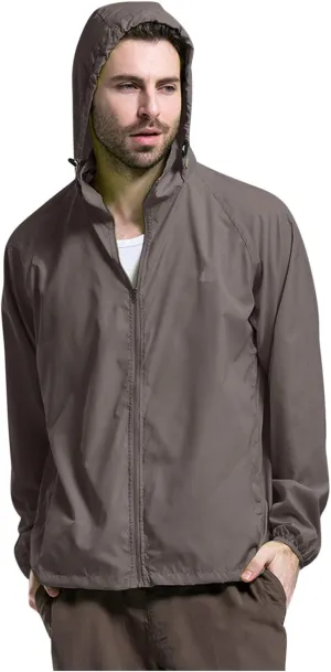 Lightweight Zip Up Raincoats for Men Waterproof Outdoor Thin Hooded Jackets Long Sleeve Solid Quick Drying Active Hoodies Zip Up Hoodies for Men,Grey,XXL