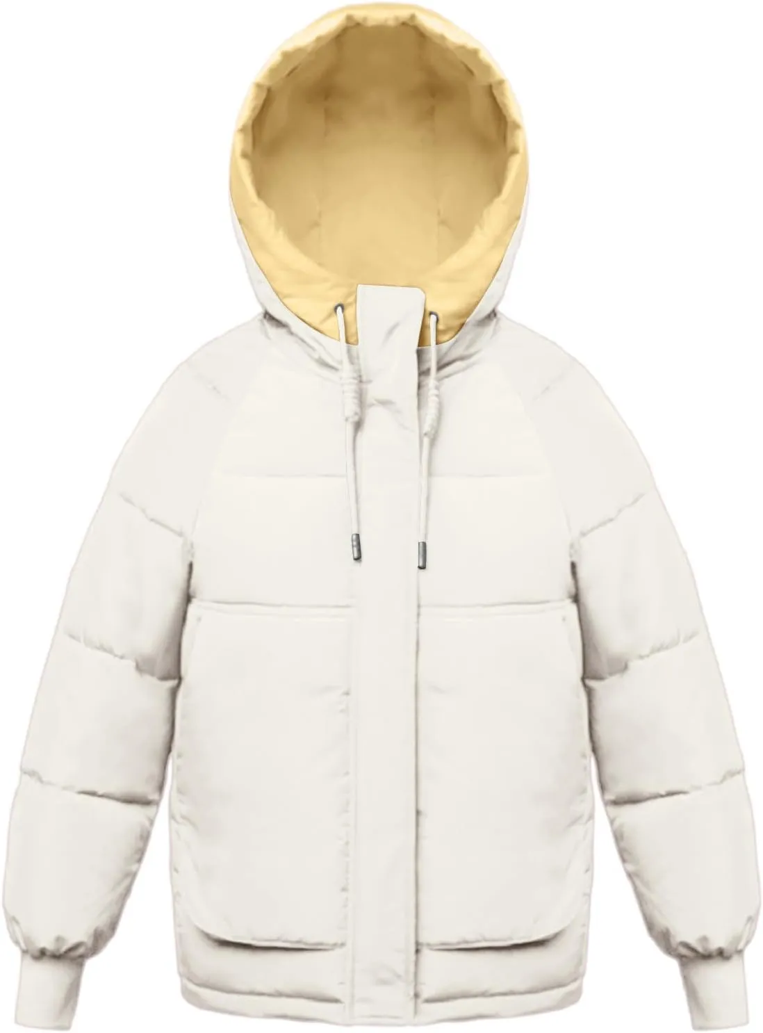 Lmdudan Women's Cropped Puffer Jacket 2024 Winter Down Coat Hooded Outerwear Warm Quilted Puffer Jackets with Pockets