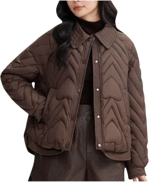Lmdudan Women's Puffer Jacket Quilted Down Jackets Button Down Padded Lightweight Outwear with Pockets 2024 Winter