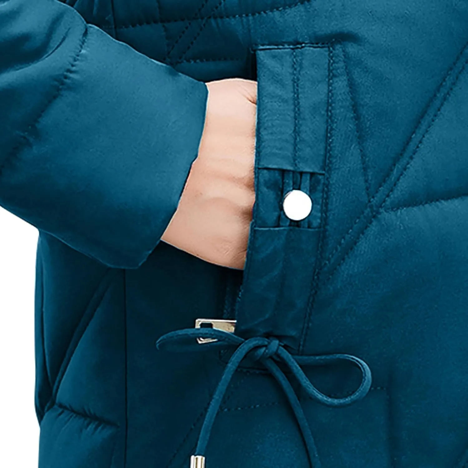 Long Down Jacket for Women Winter Hooded Zip Up Cotton Long Puffer Coat Thick Warm Trendy Parka Outerwear 2024