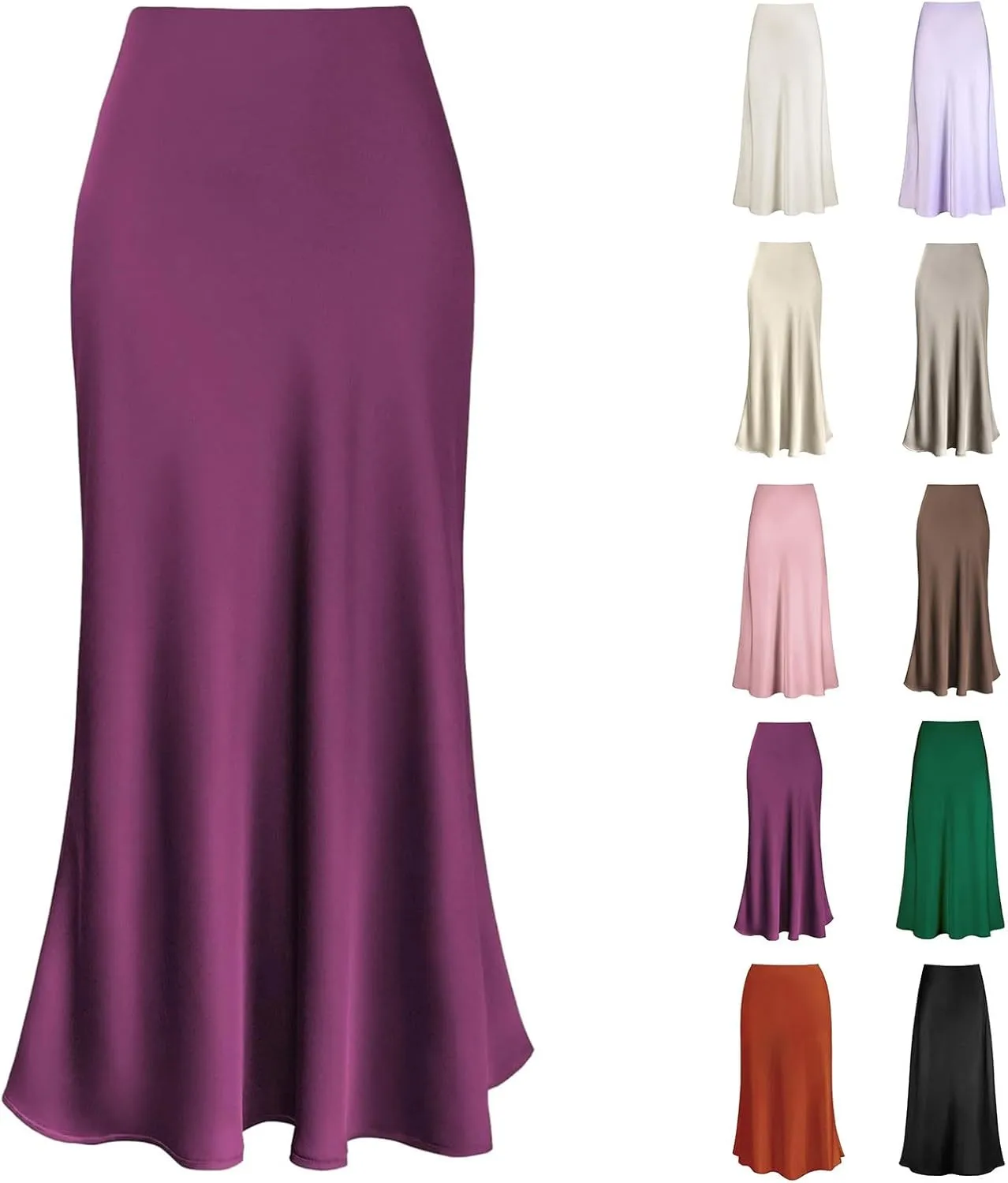 Long Skirts for Women Silk Mermaid Satin Flowy High Waist Cocktail Party Wedding Trendy Spring Elegant Maxi Skirt 2025
