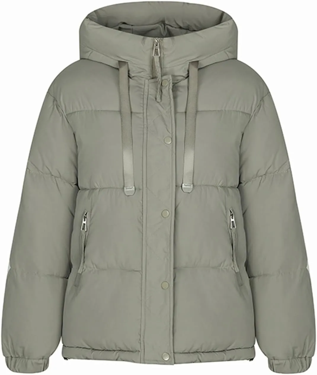 Long Sleeve Zipper Jacket for Women Quilted Down Coat with Pockets Puffer Lightweight Winter Overcoat 2024
