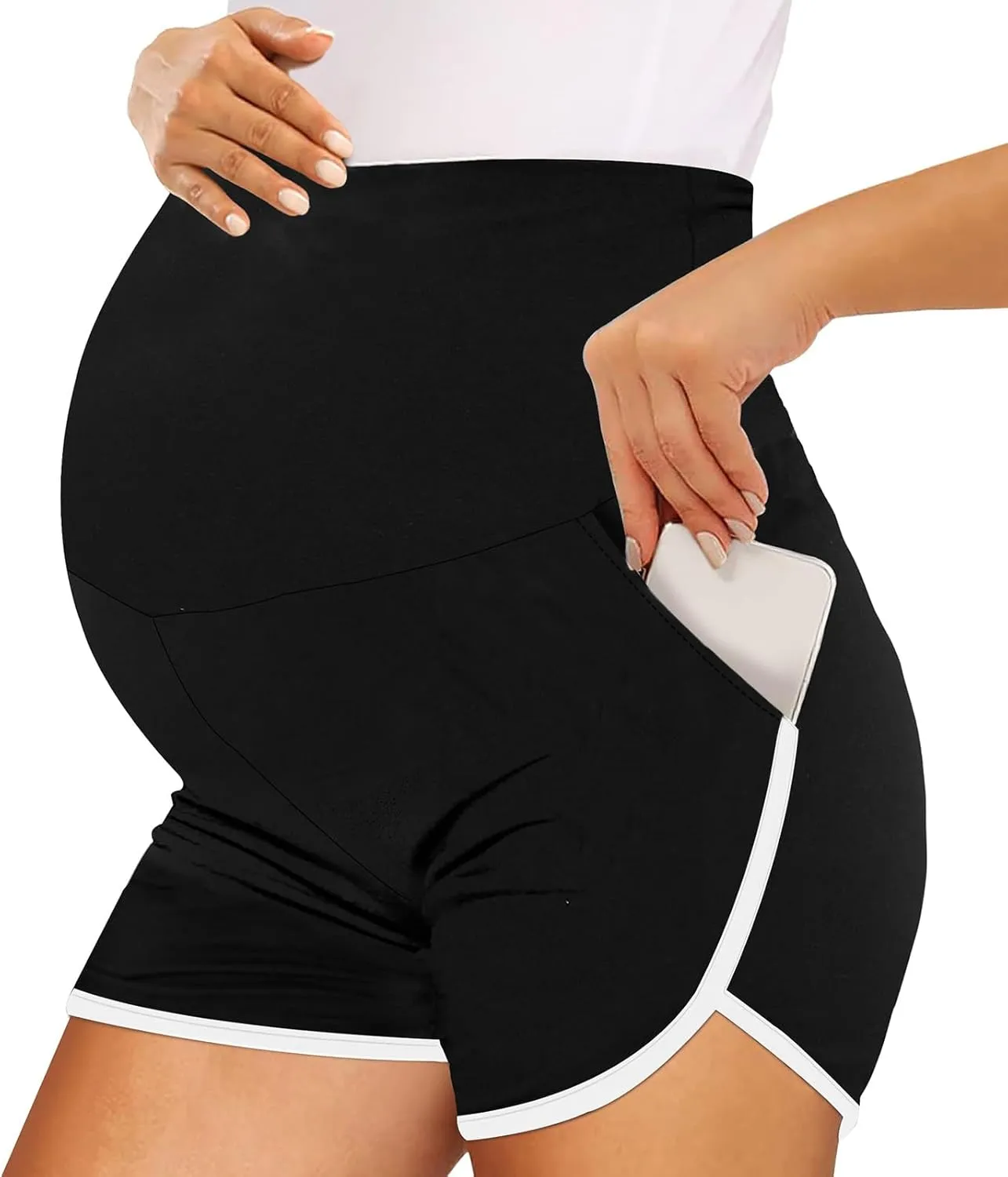 Maternity Shorts Over The Belly with Pockets Pregnancy Shorts Before During After Pregnancy 2XL Sweat Pants