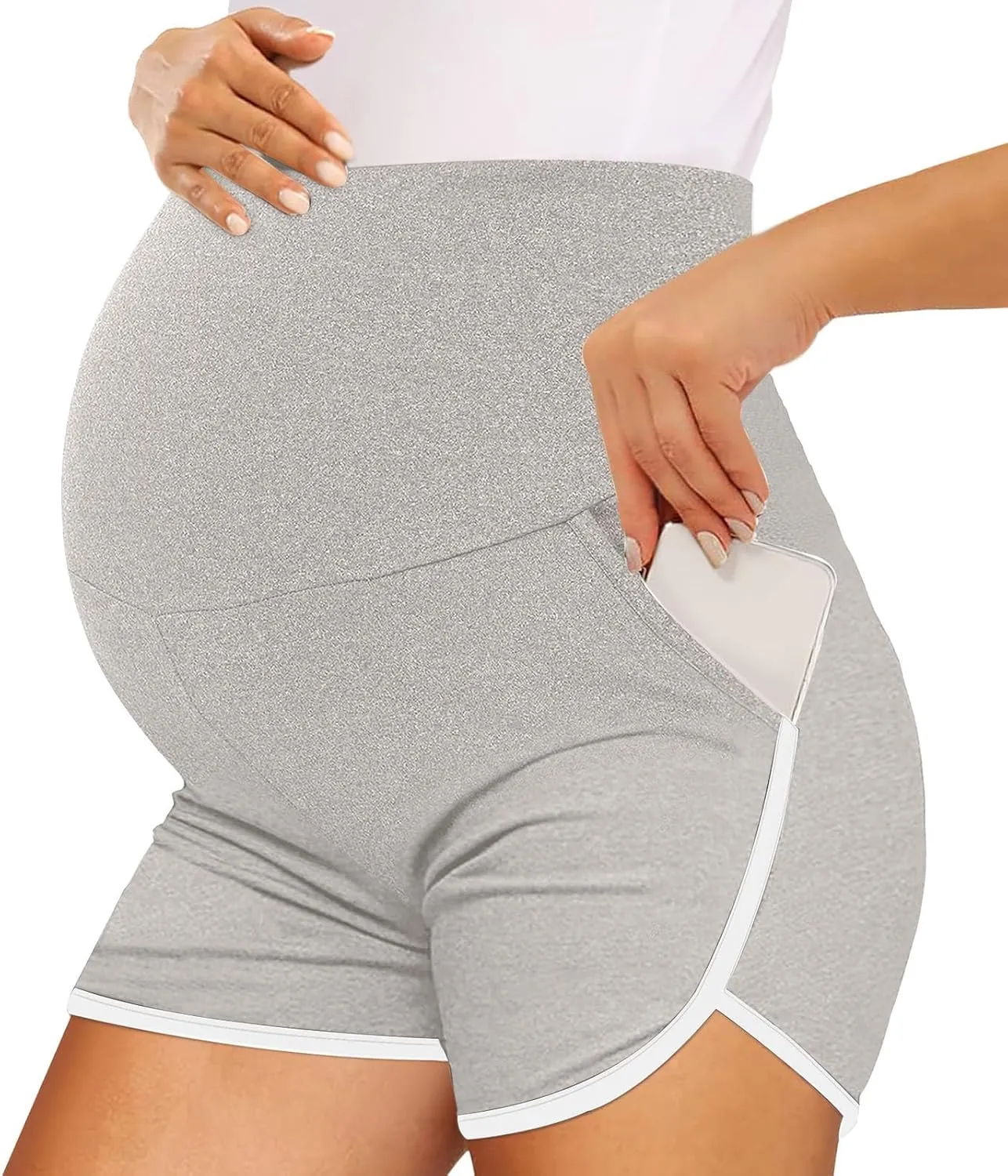Maternity Shorts Over The Belly with Pockets Pregnancy Shorts Before During After Pregnancy 2XL Sweat Pants