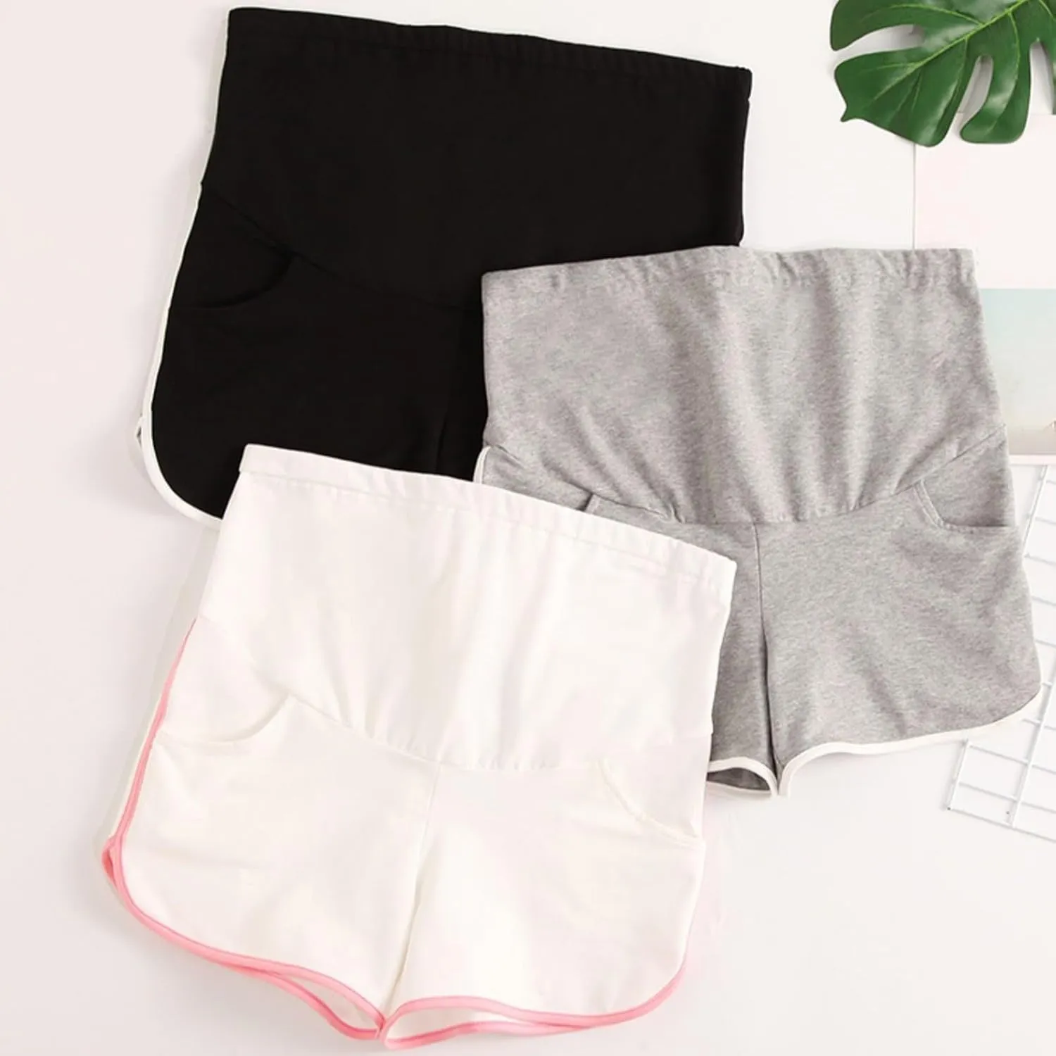 Maternity Shorts Over The Belly with Pockets Pregnancy Shorts Before During After Pregnancy 2XL Sweat Pants