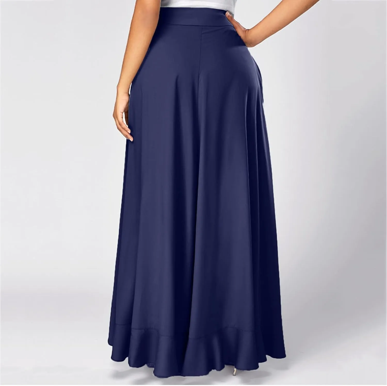 Maxi Skirts for Women Retro High Waist Layered Swing Skirt Elegant Irregular Ruffle Ankle Skirt Fall Winter Skirts
