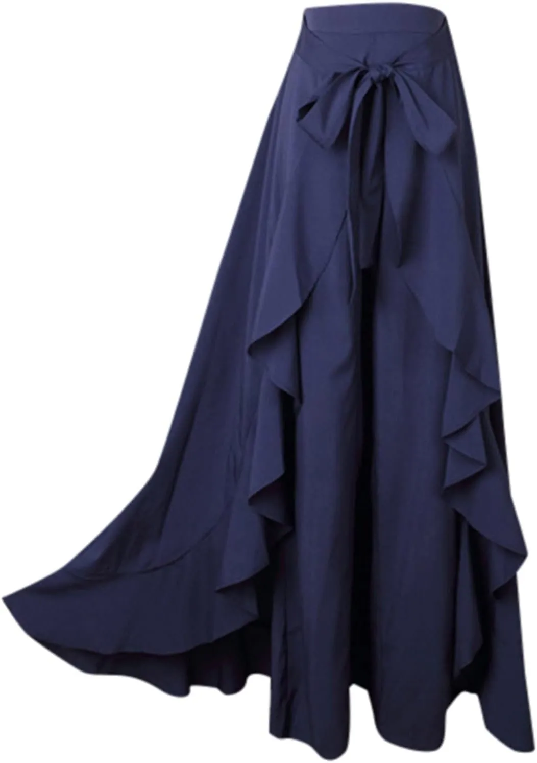 Maxi Skirts for Women Retro High Waist Layered Swing Skirt Elegant Irregular Ruffle Ankle Skirt Fall Winter Skirts