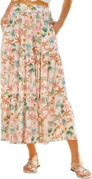 Maxi Skirts for Women Trendy Boho Flowy Tiered Pleated Skirt A-Line High Waisted Beach Skirt Cover Ups for Vacation