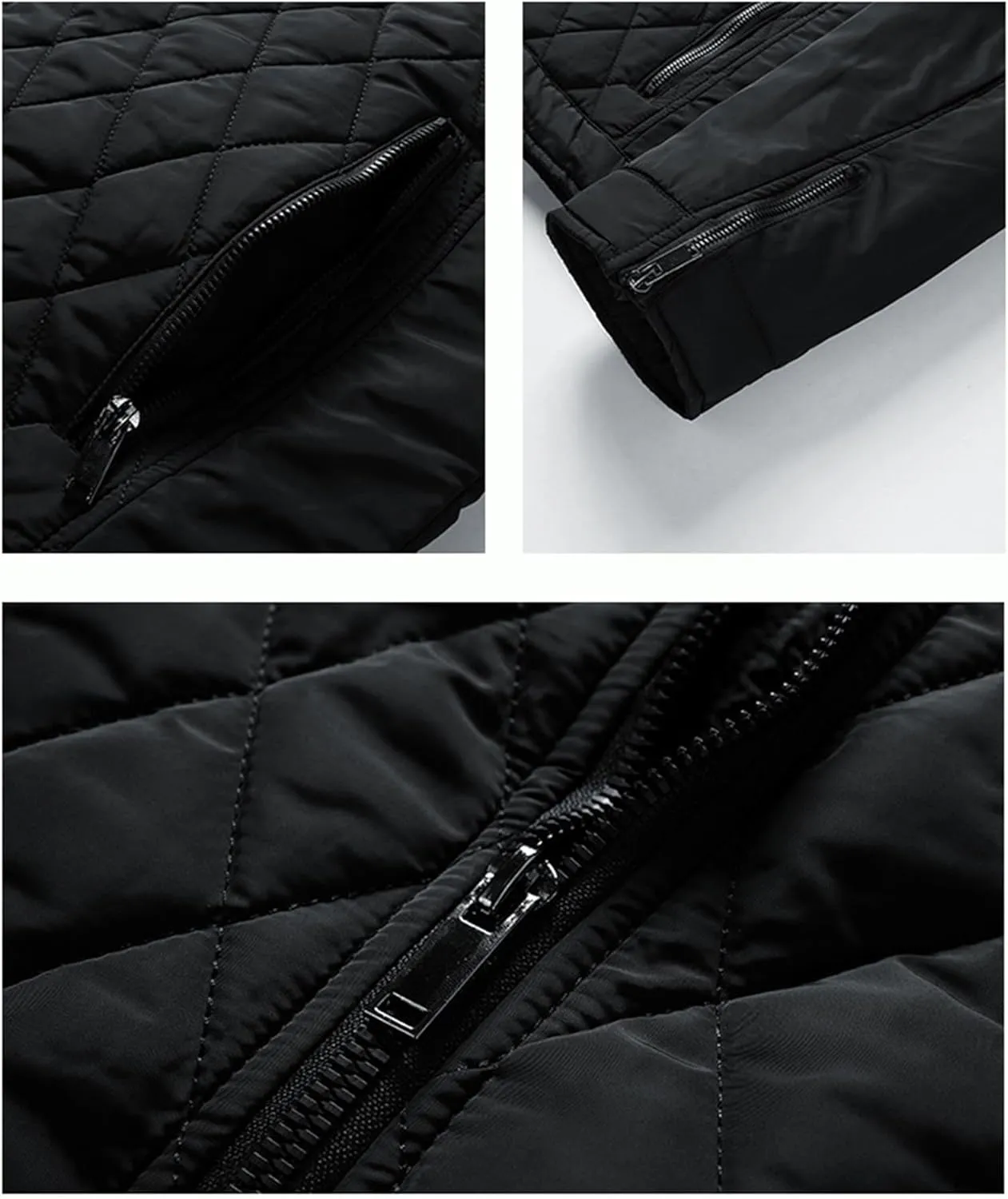 Mens Bomber Jackets Diamond Quilted Fall Winter Casual Collar Coat Fashion Lightweight Coat
