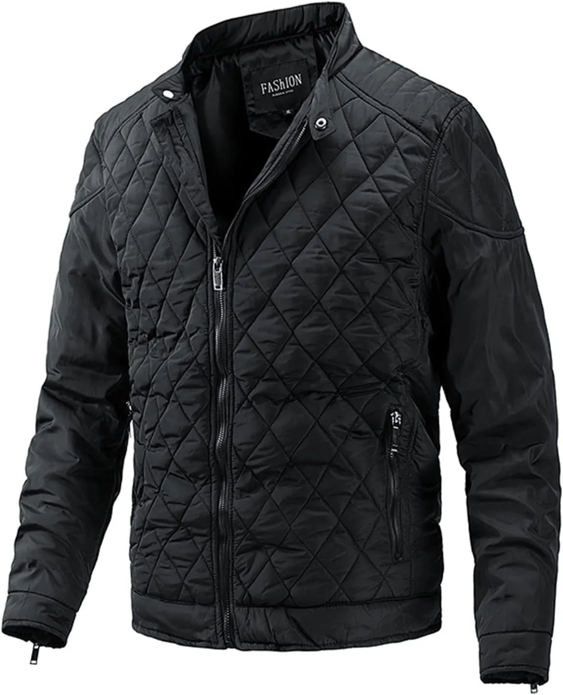 Mens Bomber Jackets Diamond Quilted Fall Winter Casual Collar Coat Fashion Lightweight Coat