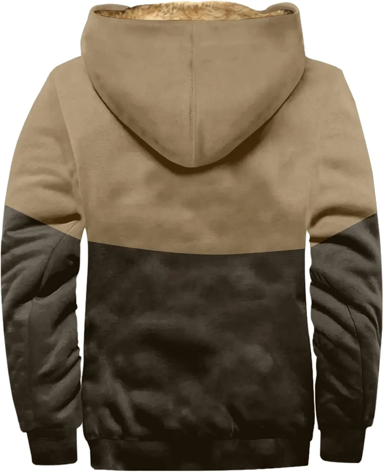 Mens Coats Winter Color Block Zipper Hooded Warm Windbreaker Jackets Oversized Heavy Hoodie
