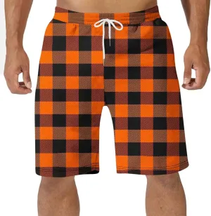 Mens Pajama Shorts Drawstring Waist Soft Comfy Lounge Shorts Plus Size Casual Loose Fit Plaid Shorts with Pockets