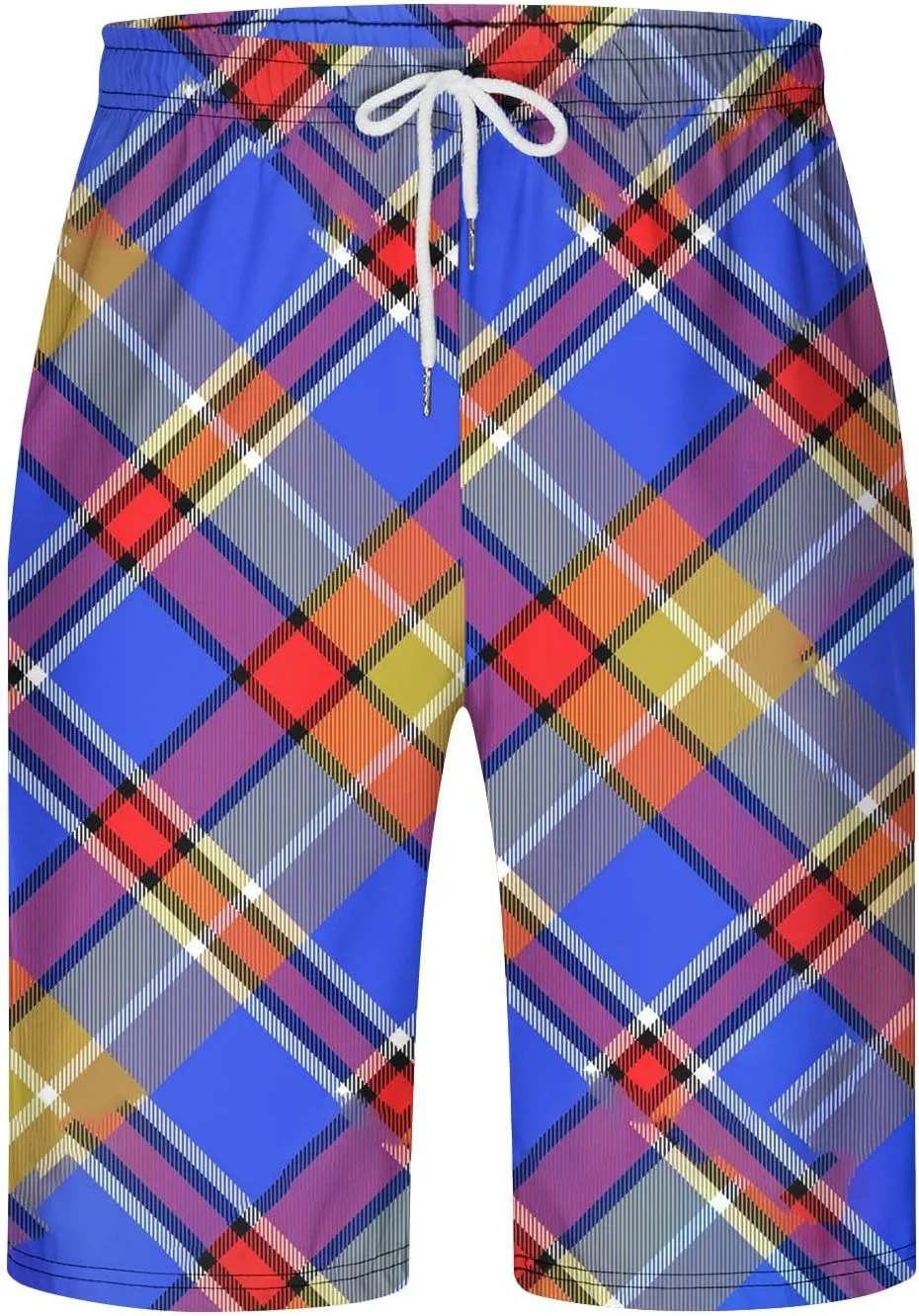 Mens Pajama Shorts Drawstring Waist Soft Comfy Lounge Shorts Plus Size Casual Loose Fit Plaid Shorts with Pockets