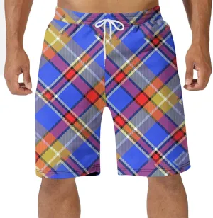 Mens Pajama Shorts Drawstring Waist Soft Comfy Lounge Shorts Plus Size Casual Loose Fit Plaid Shorts with Pockets