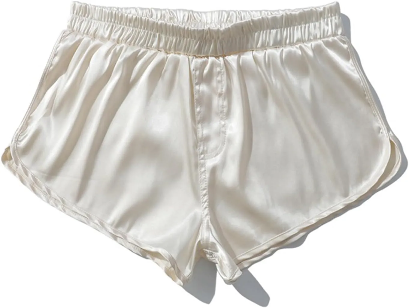 Men's Satin Side Split Running Shorts Elastic Waistband Quick Dry Gym Athletic Jogging Shorts