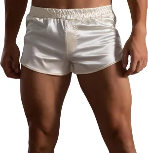 Men's Satin Side Split Running Shorts Elastic Waistband Quick Dry Gym Athletic Jogging Shorts