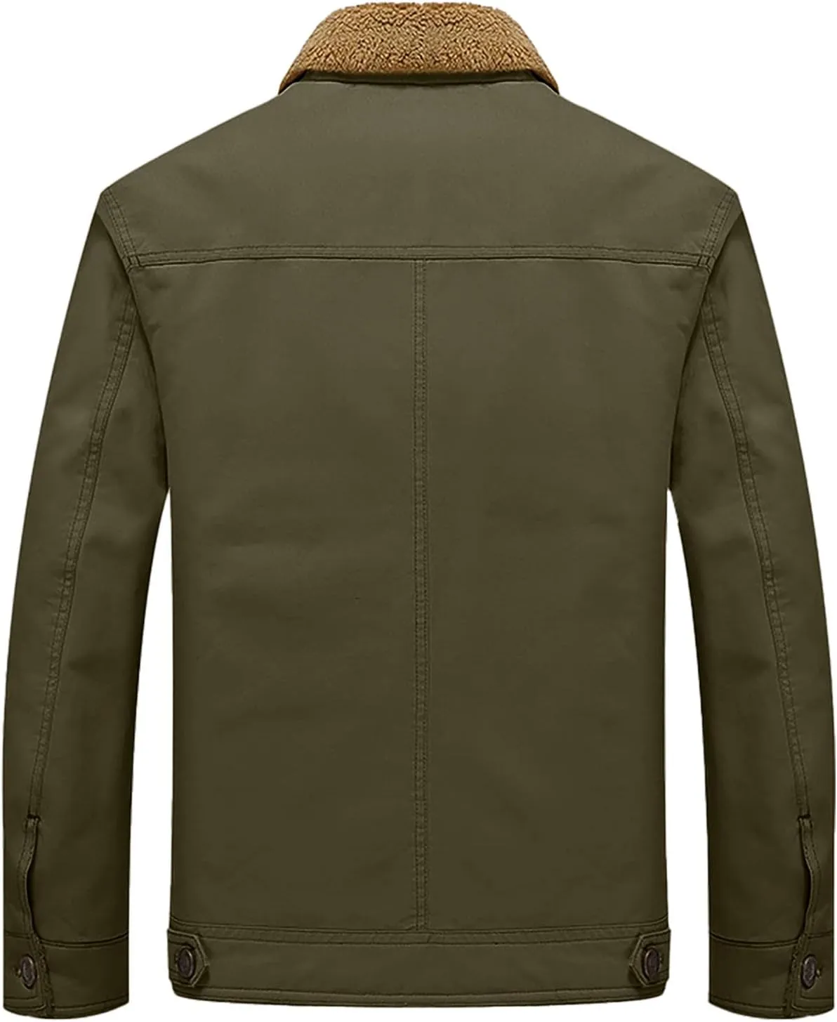 Men's Sherpa Lined Trucker Jacket Lapel Cotton Cargo Jacket Casual Button Jackets Warm Winter Parka Thickening Coats