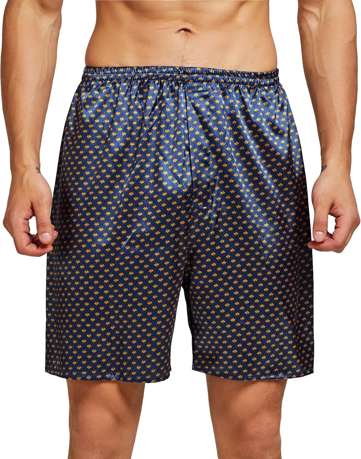 Men's Short Sleeve Satin Pajama Set with Shorts