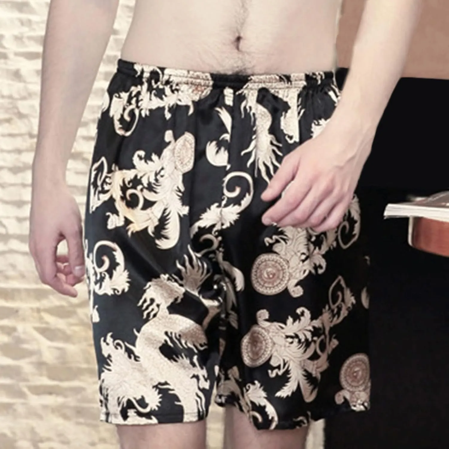 Men's Silky Satin Boxers Shorts Casual Silk Pajama Bottom Shorts Satin Sleep Lounge Underwear Silk Boxers Sleepwear