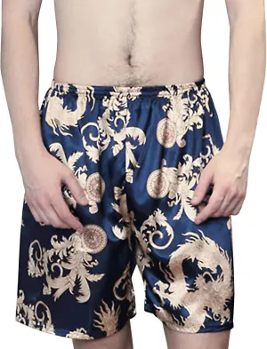 Men's Silky Satin Boxers Shorts Casual Silk Pajama Bottom Shorts Satin Sleep Lounge Underwear Silk Boxers Sleepwear