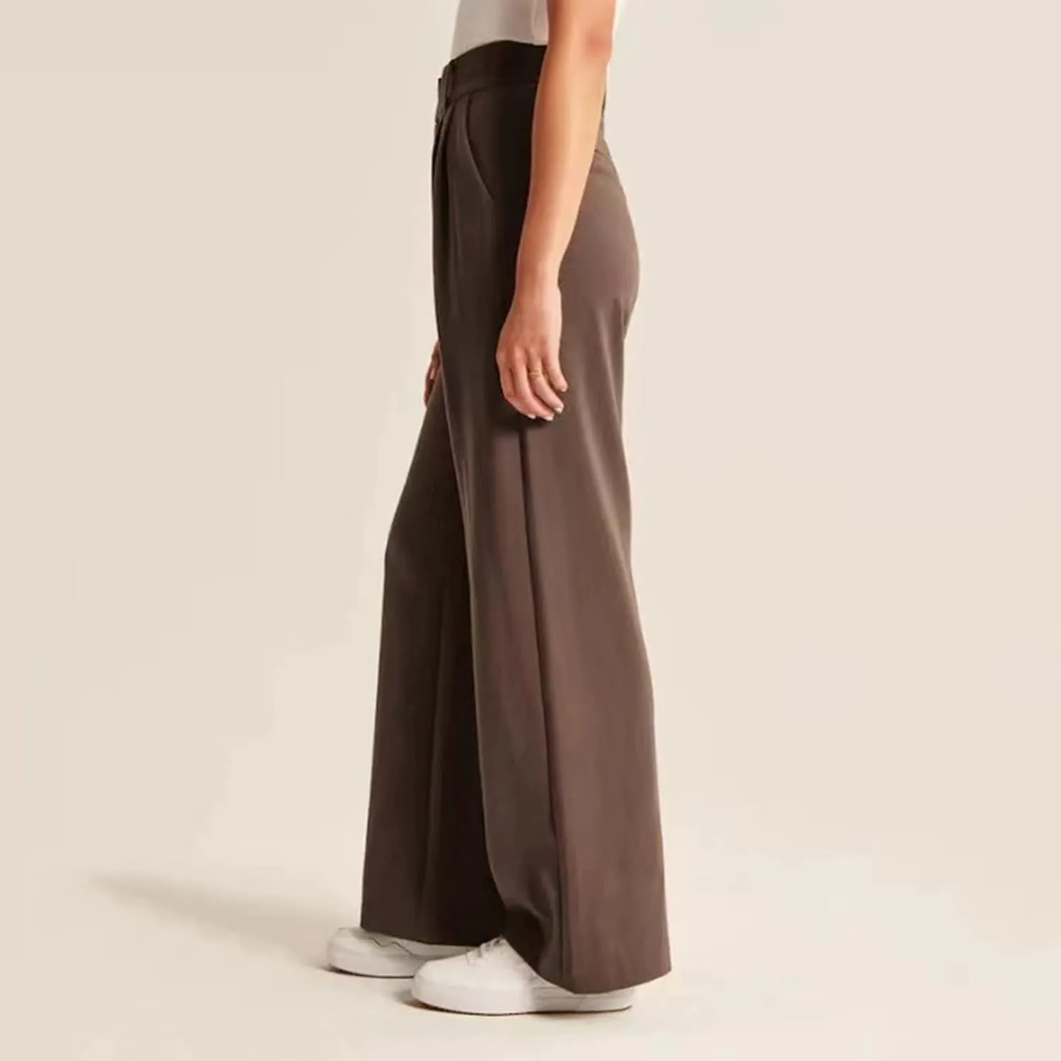 Mmoneyake Women's Formal Pants High Waist Casual Wide Leg Pants Work Office Palazzo Pants Straight Long Trousers with Pockets