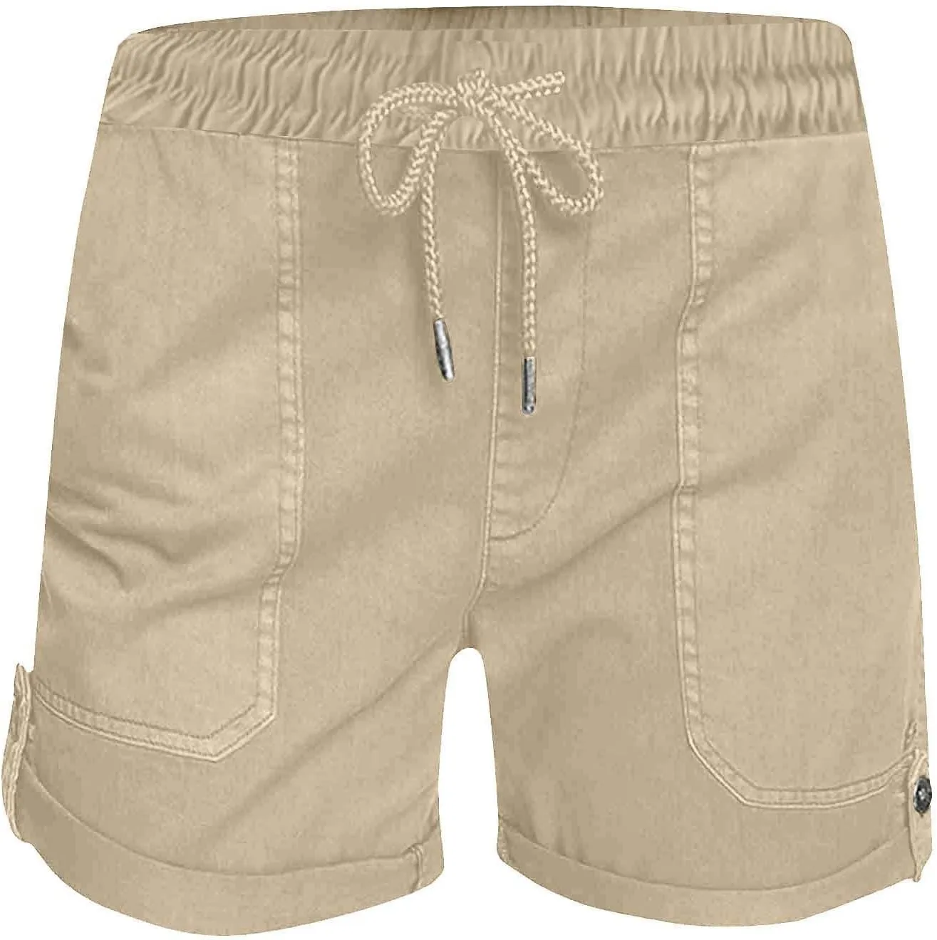 NATHGAM Womens Cargo Shorts with Pockets Drawstring Comfy Chino Elastic Waist Short Pants Casual Summer Outdoor Hiking Shorts