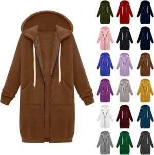 NBXNZWF Women's Zip Up Long Hoodies Casual Long Sleeve Drawstring Hooded Sweatshirts Oversized Fleece Jackets with Pocket