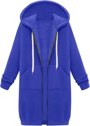 NBXNZWF Women's Zip Up Long Hoodies Casual Long Sleeve Drawstring Hooded Sweatshirts Oversized Fleece Jackets with Pocket