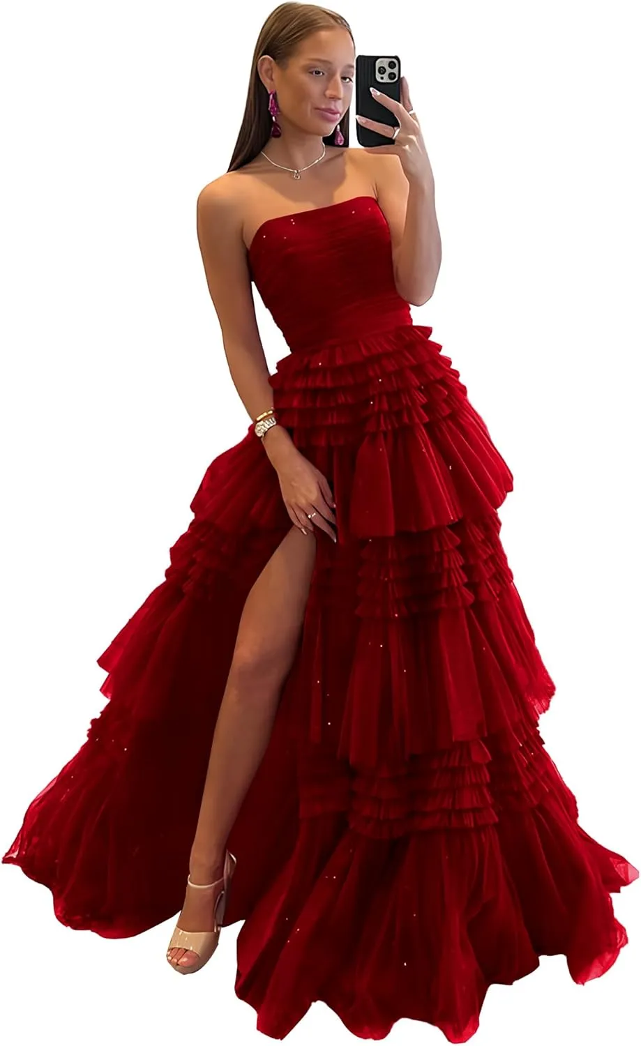 Off Shoulder Tulle A-Line Long Prom Dresses Strapless Open Back Cocktail Black Evening Gown