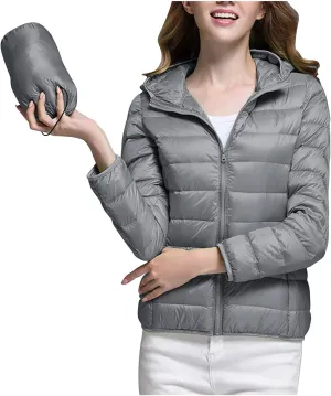 Packable Puffer Jacket Women Lightweight Down Jacket Zip up Quilted Jacket Thermal Winter Coat Hiking Insulated Jacket