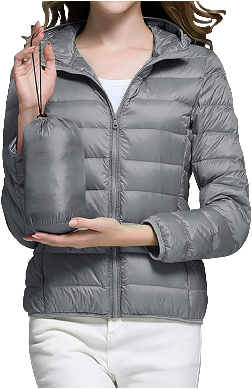 Packable Puffer Jacket Women Lightweight Down Jacket Zip up Quilted Jacket Thermal Winter Coat Hiking Insulated Jacket