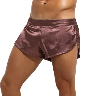Panegy Men's Satin Boxer Shorts with Large Split Sides Casual Lounge Athletic Shorts