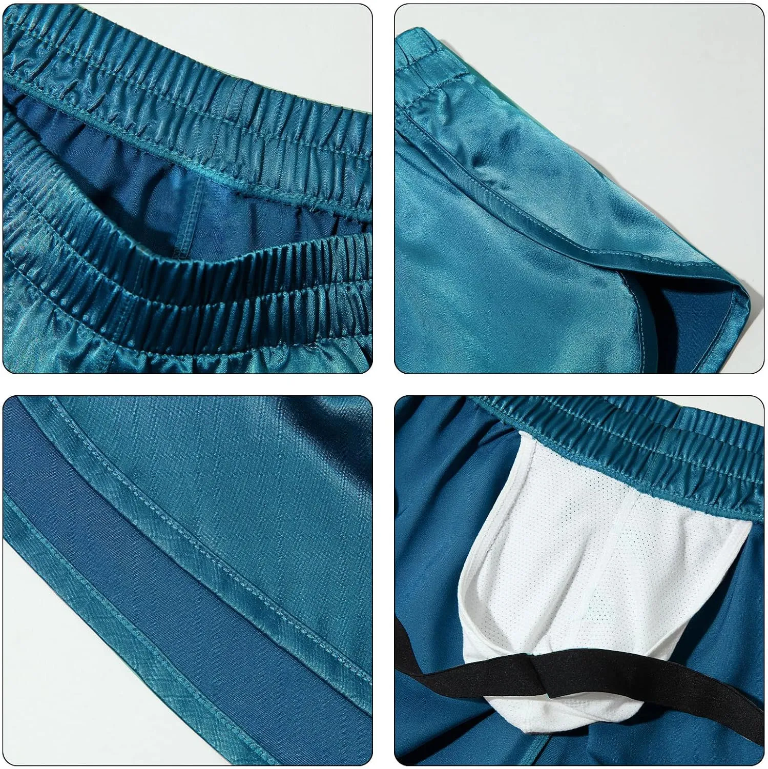 Panegy Men's Satin Boxer Shorts with Large Split Sides Casual Lounge Athletic Shorts