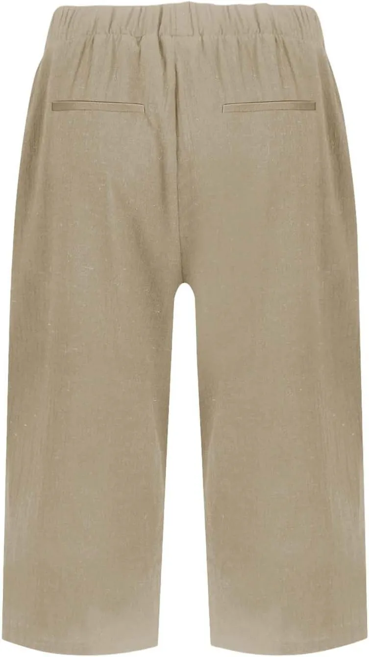 Pedal Pushers for Women Lightweight and Thin Summer Bermuda Shorts Baggy Casual Summer Capri Shorts with Pockets