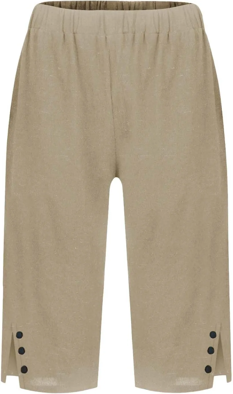 Pedal Pushers for Women Lightweight and Thin Summer Bermuda Shorts Baggy Casual Summer Capri Shorts with Pockets