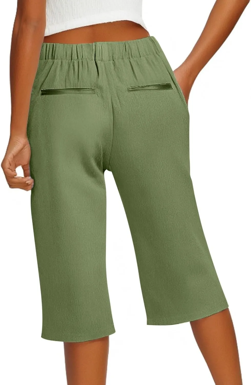 Pedal Pushers for Women Lightweight and Thin Summer Bermuda Shorts Baggy Casual Summer Capri Shorts with Pockets
