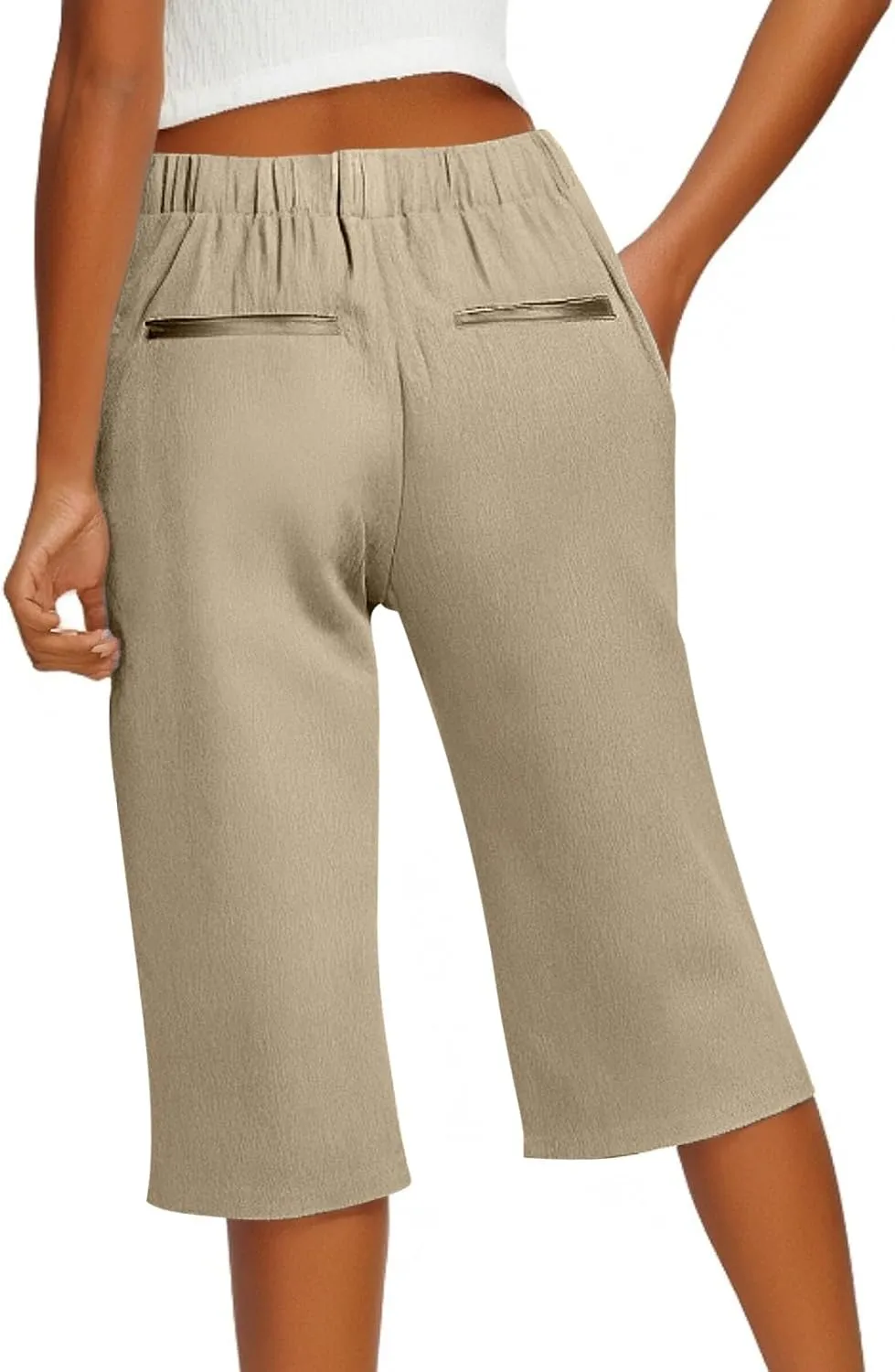 Pedal Pushers for Women Lightweight and Thin Summer Bermuda Shorts Baggy Casual Summer Capri Shorts with Pockets