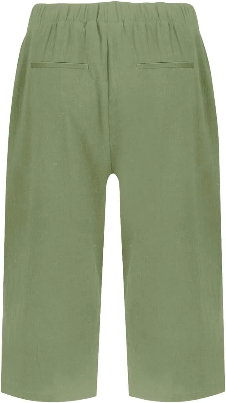 Pedal Pushers for Women Lightweight and Thin Summer Bermuda Shorts Baggy Casual Summer Capri Shorts with Pockets