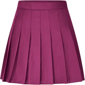 Pleated Skirts for Women High Waisted Zipper Solid Color Athletic Skater Cheerleading A Line Mini Skirt with Shorts