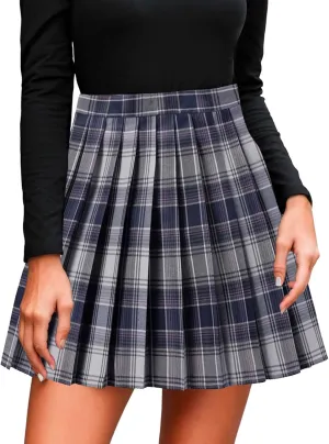 Pleated Skirts for Women Plus Size High Waist Pleated A Line Tummy Control Elastic Waist Skirt for Girls Trendy Clothes