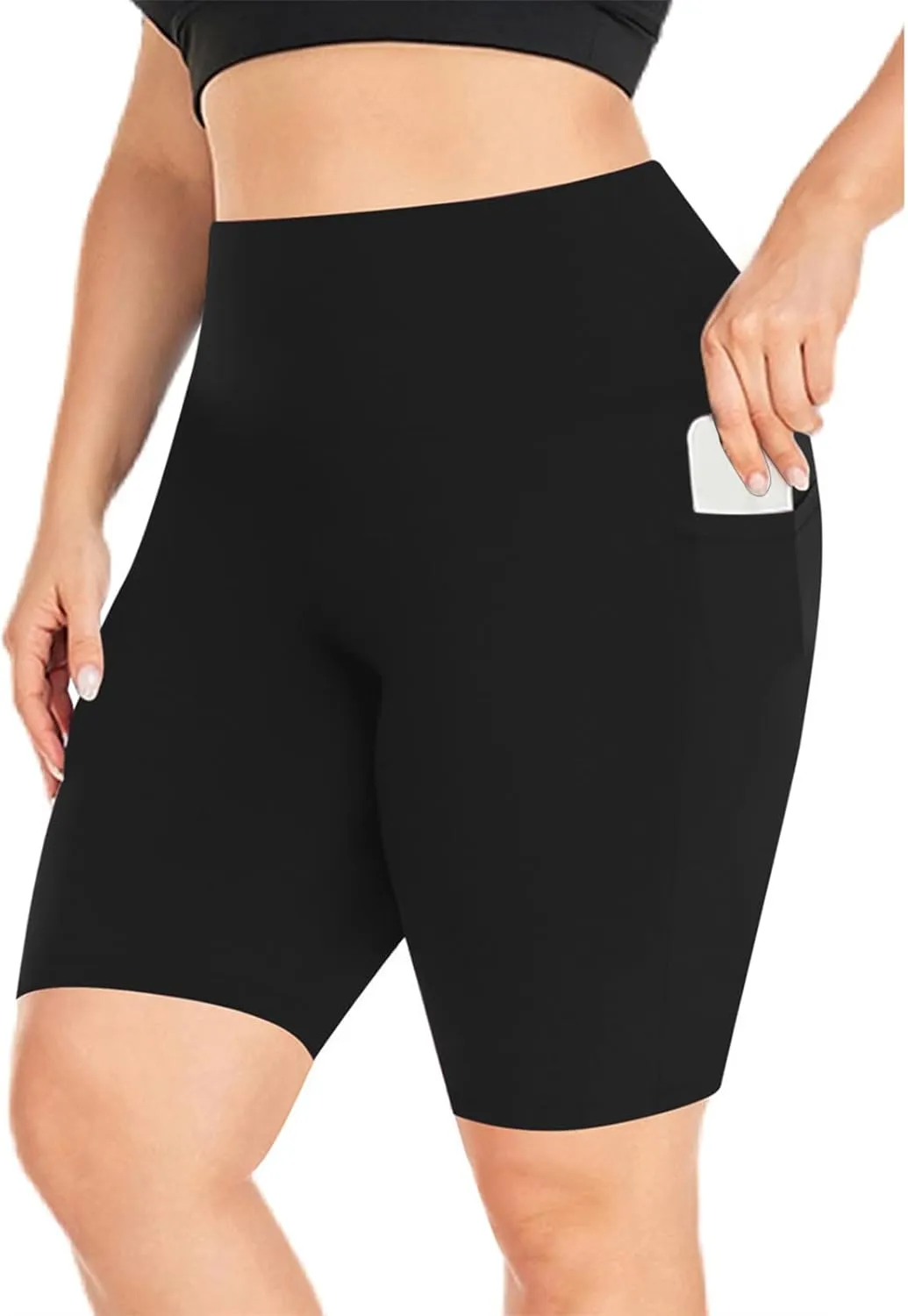 Plus Size Biker Shorts with Pockets for Women-High Waisted Athletic Leggings Bike Shorts for Yoga Workout