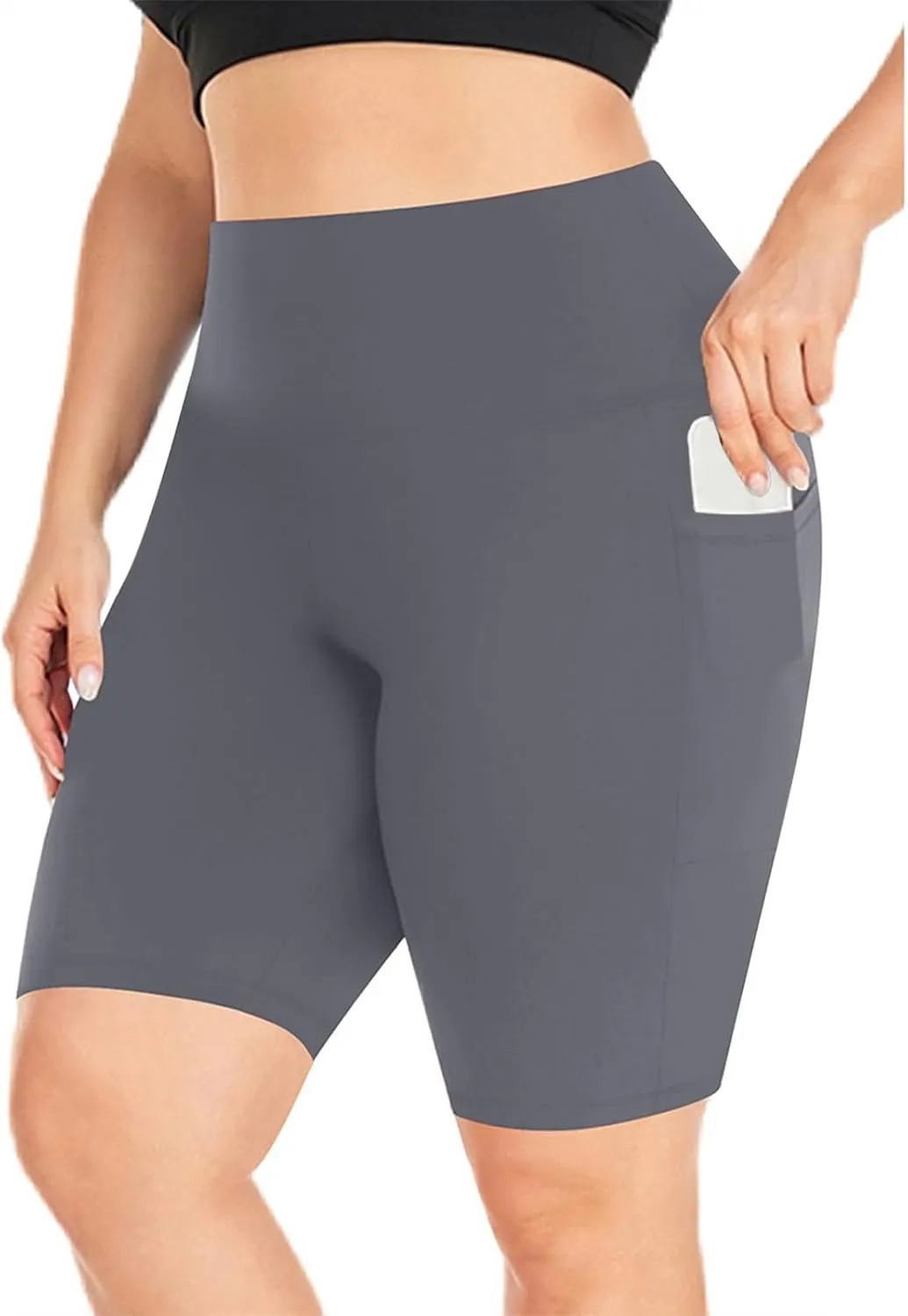 Plus Size Biker Shorts with Pockets for Women-High Waisted Athletic Leggings Bike Shorts for Yoga Workout