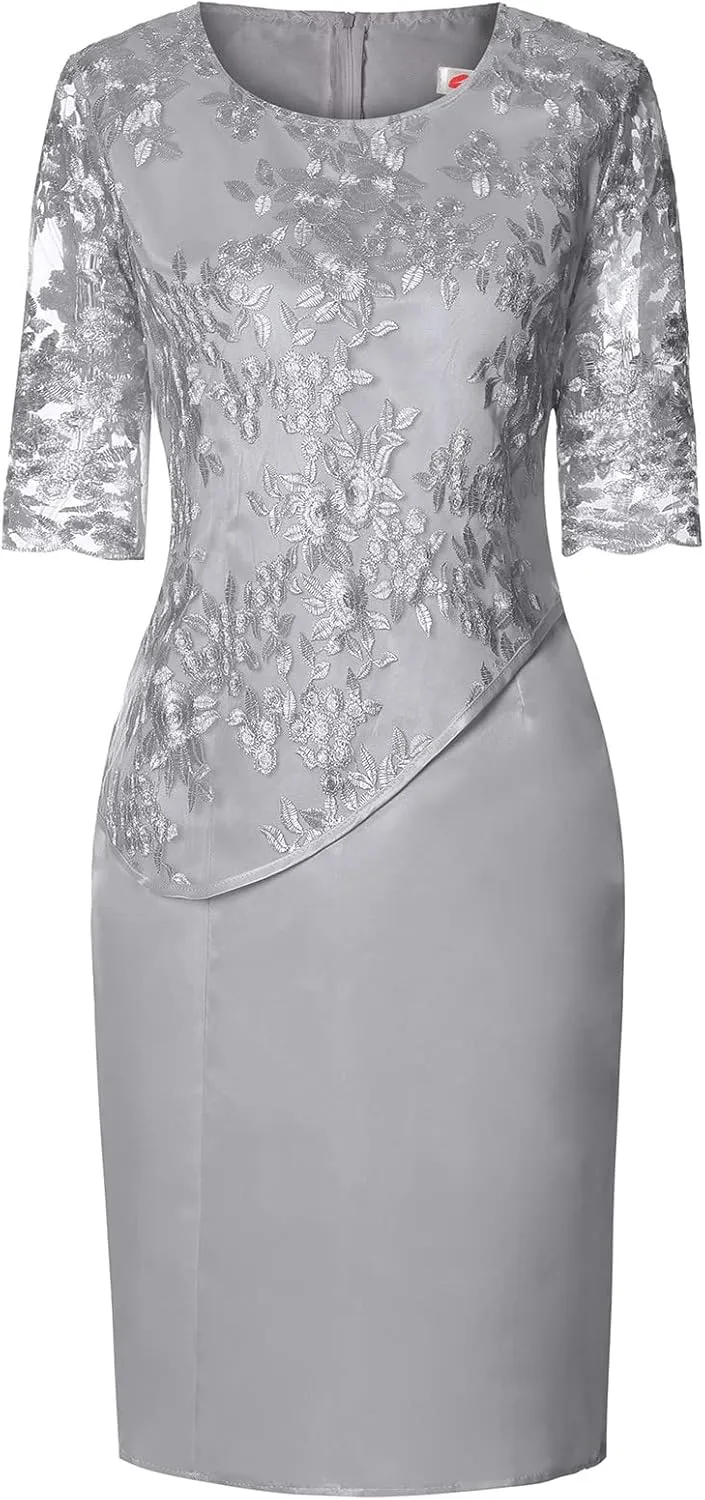 Plus Size Dresses for Curvy Women Embroidered Floral Boho Half Sleeve Midi Dress Work Fashion Bump Friendly Clothes