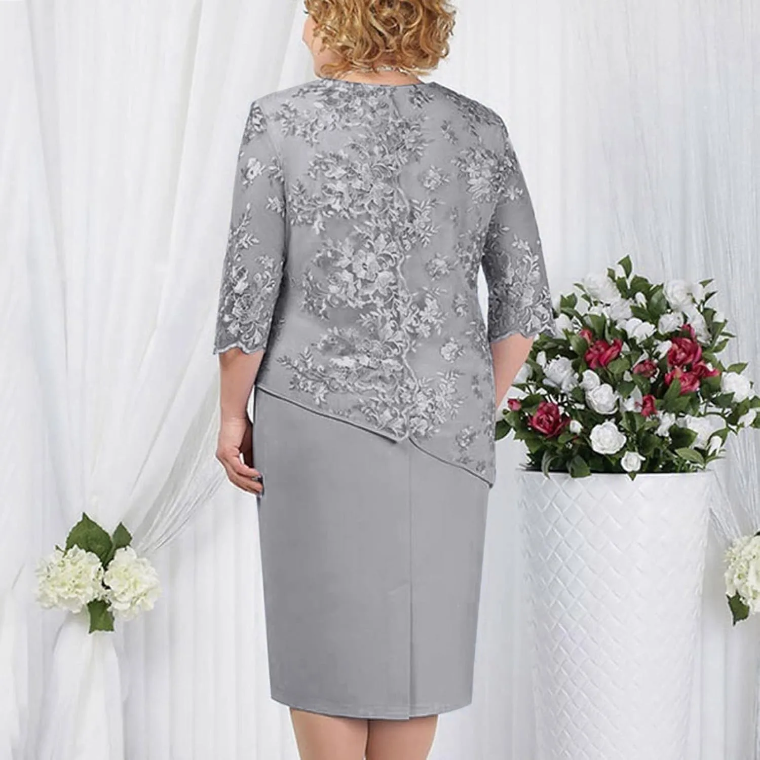 Plus Size Dresses for Curvy Women Embroidered Floral Boho Half Sleeve Midi Dress Work Fashion Bump Friendly Clothes